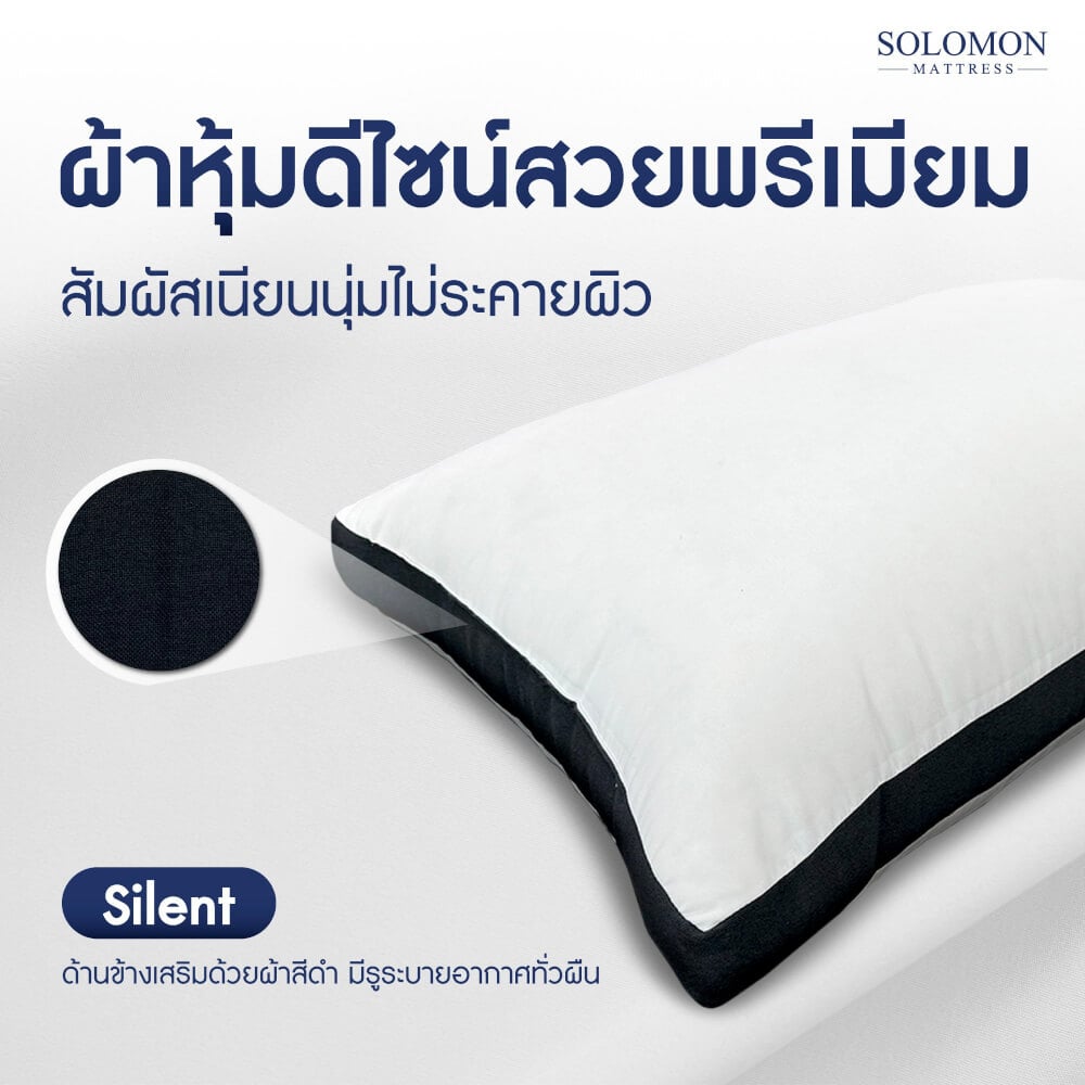 หมอนหนุนสุขภาพ SIZE L SOLOMON ใย 2,500 คุณภาพพรีเมียม รุ่น SILENT